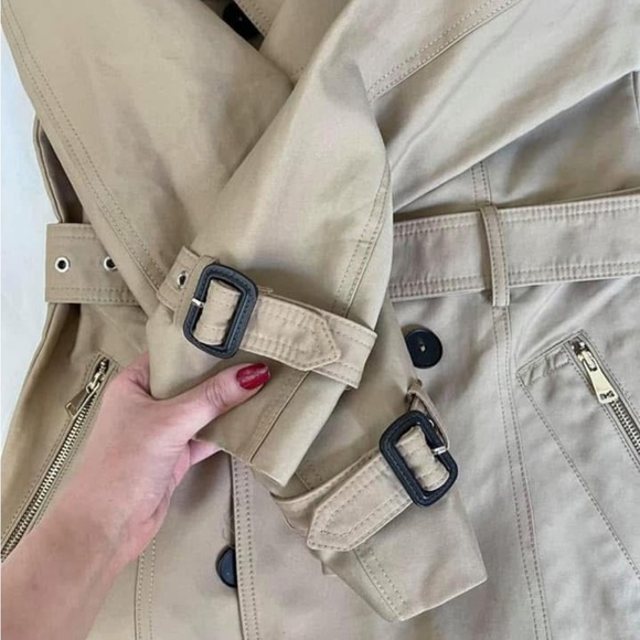 Zara Women's Classic Trench Coat - Light Gray - Picture 2 of 5